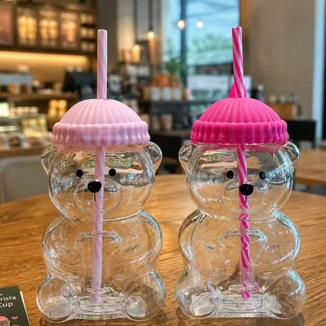 Espresso Shot Glass - Bk Bear Shaped Glass Straw Cup