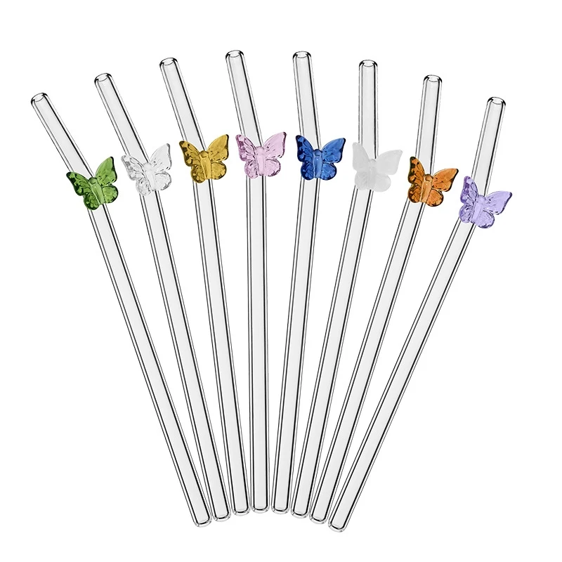 Espresso Shot Glass - 4Pcs Reusable Bow Glass Straws Cute