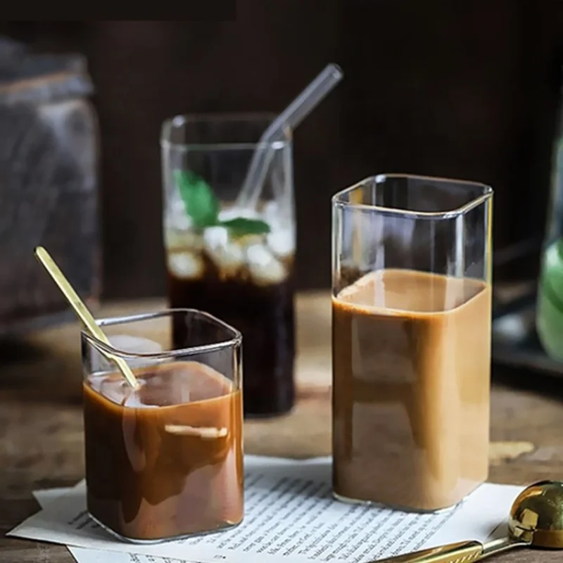 Espresso Shot Glass - Square Simple Glass Cup Clear Cold