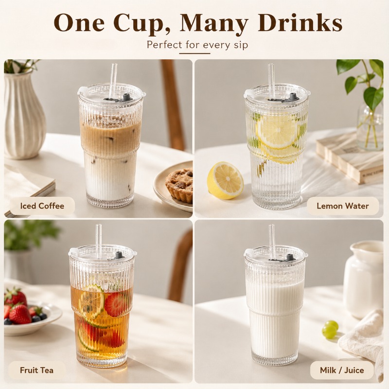 Striped Glass Coffee Cup with  - Espresso Shot Glass 评论和价格